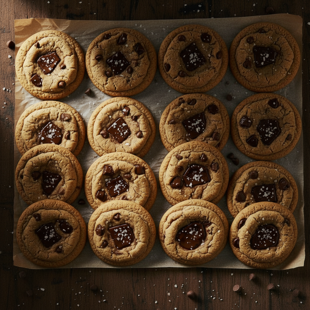 Homemade chocolate chip cookies rustic moody style